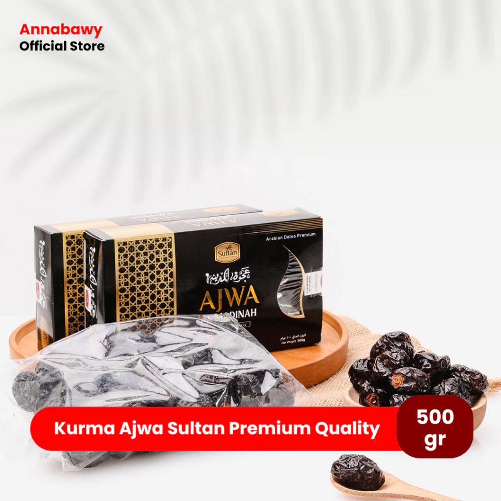 Kurma Ajwa Al Madinah SULTAN Premium 500 Gram | Kurma Nabi Asli Madinah Manis, Sehat & Bergizi